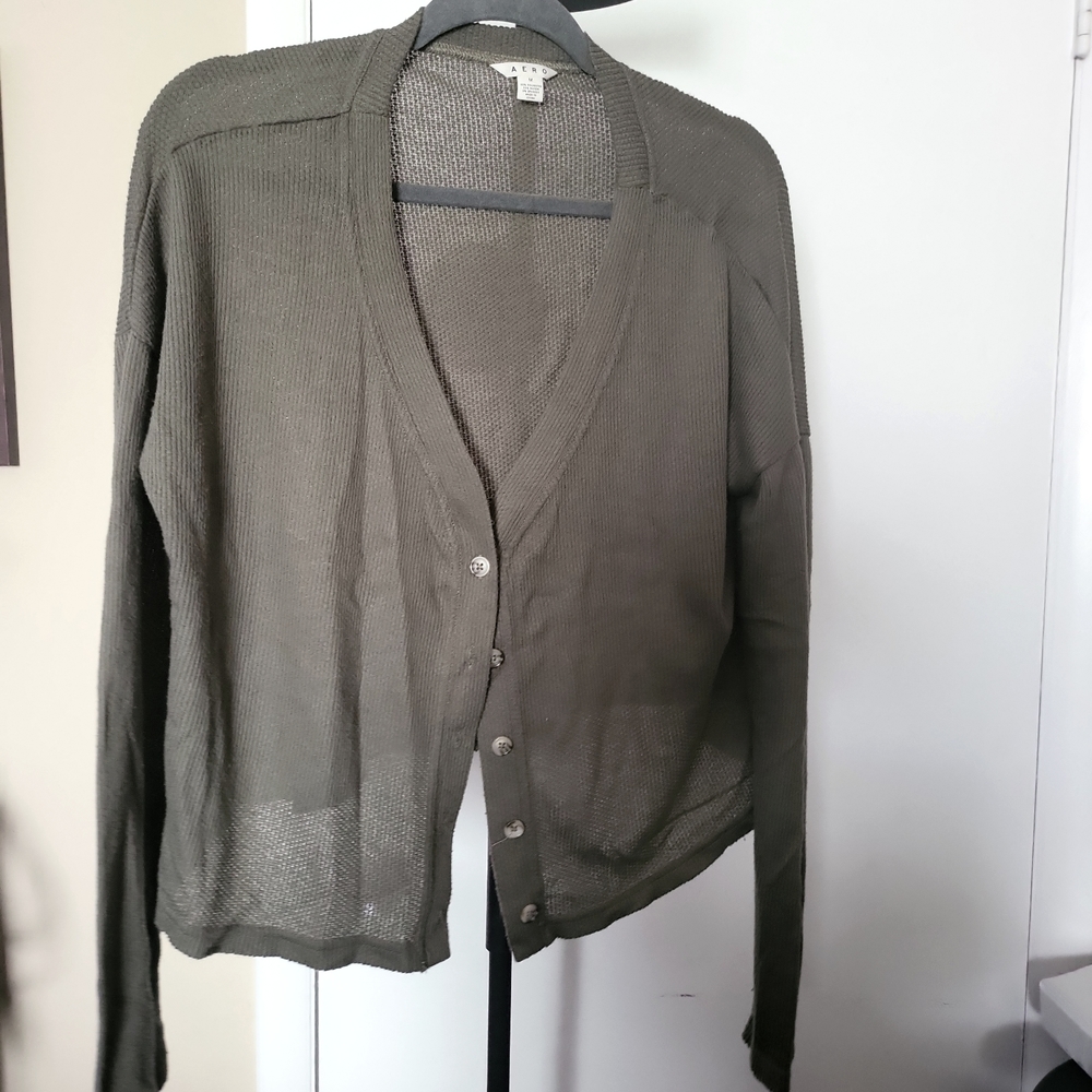AERO Cardigan Green Size Medium